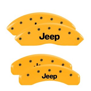 Jeep Wrangler Caliper Covers - Front + Rear - MGP - Engraved JEEP - Yellow - `07-`18