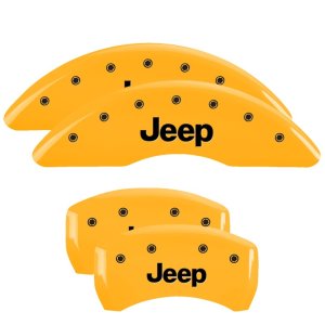 Jeep Cherokee Caliper Covers - Front + Rear - MGP - Engraved JEEP - Yellow - `14-`23