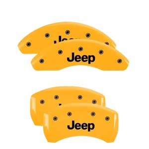 Jeep Cherokee Caliper Covers - Front + Rear - MGP - 4 Logo - Yellow - `14-`23