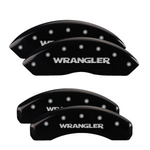 Jeep Wrangler Caliper Covers - Front + Rear - MGP - Engraved WRANGLER - Black - `03-`06