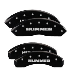 Hummer H3 Caliper Covers - Front + Rear - MGP - Engraved 'Hummer', Silver Characters - Black - `06-`10