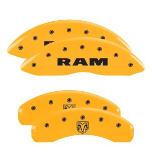 RAM 1500 Caliper Covers - Front + Rear - MGP - Engraved Front RAM - Engraved Rear RAMHEAD - Yellow - `11-`24
