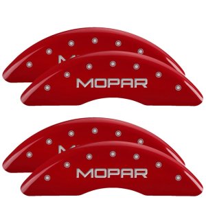 Ram 2500 Caliper Covers - Front + Rear - MGP - Engraved MOPAR - Red - 2024+