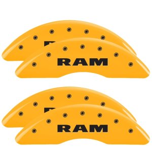 RAM 3500 Caliper Covers - Front + Rear - MGP - 4 Logo Engraved - Yellow - `19-`25