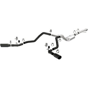 Chevrolet Silverado 1500 Performance Exhaust - Rear - Magnaflow - Street Series Dual Split Exit with Black Tips - Black - 2019 Chevrolet Silverado 1500 Performance Exhaust - Rear - Magnaflow - Street Series Dual Split Exit with Black Tips - Black - 2019