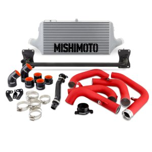 Subaru WRX Performance Intercooler Kit - Front - Mishimoto - SL Core WRD Pipes - Silver Intercooler, Red Pipes - `22-`27
