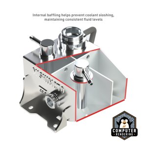 Ford Mustang Coolant Expansion Tank - Mishimoto - All-aluminum Construction with Internal Baffles - Polished - `24-`27