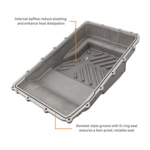 Ford Mustang Transmission Pan - Mishimoto - Aluminum 10R60/10R80 - Gunmetal Gray - `18-`27
