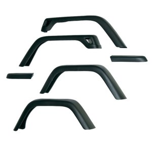 Jeep Wrangler TJ Fender Flares - Front + Rear - OMIX - 7-Inch, UV Treated, OE Style, Thermoplastic - Black - `97-`06