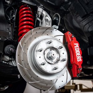 Ford Ranger Brake Kit - Front - Pedders - TrakRyder eXtreme Kit with Kevlar Ceramic Pads + Slotted/Dimpled Rotors + 6 Piston Calipers - `19-`27