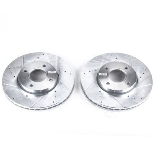 Ford Focus Brake Rotors (2) - Front - PowerStop - Evolution Drilled & Slotted - Silver - `05-`07 Ford Focus Brake Rotors (2) - Front - PowerStop - Evolution Drilled & Slotted - Silver - `05-`07