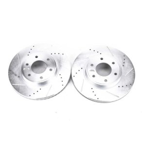 Chevrolet Trailblazer Brake Rotors (2) - Front - PowerStop - Evolution Drilled & Slotted - Silver - `06-`09 Chevrolet Trailblazer Brake Rotors (2) - Front - PowerStop - Evolution Drilled & Slotted - Silver - `06-`09