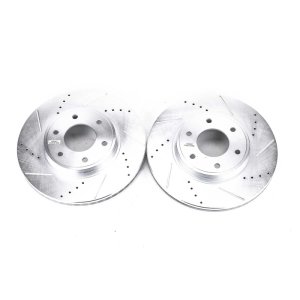 Chevrolet Trailblazer Brake Rotors (2) - Front - PowerStop - Evolution Drilled & Slotted - Silver - `06-`09