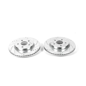 Buick Allure Brake Rotors (2) - Rear - PowerStop - Evolution Drilled & Slotted Zinc Plated - Silver - 2010