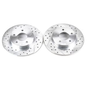 Buick LeSabre Brake Rotors (2) - Rear - PowerStop - Evolution Drilled & Slotted - Silver - `00-`05