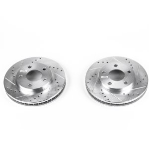 Buick Regal Brake Rotors (2) - Front - PowerStop - Evolution Drilled & Slotted - Silver - `97-`04