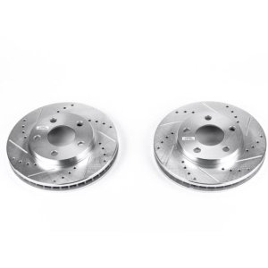 Buick Regal Brake Rotors (2) - Front - PowerStop - Evolution Drilled & Slotted - Silver - `97-`04