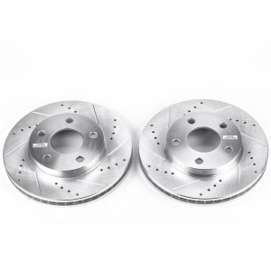 Chevrolet Classic Brake Rotors (2) - Front - PowerStop - Evolution Drilled & Slotted - Silver - `04-`05