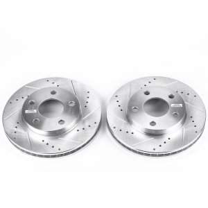 Chevrolet Classic Brake Rotors (2) - Front - PowerStop - Evolution Drilled & Slotted - Silver - `04-`05