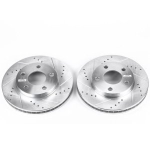 Chevrolet Classic Brake Rotors (2) - Front - PowerStop - Evolution Drilled & Slotted - Silver - `04-`05