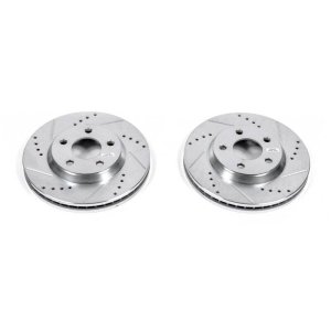 Buick LeSabre Brake Rotors (2) - Front - PowerStop - Evolution Drilled & Slotted - Silver - 2005