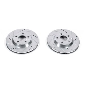 Buick LeSabre Brake Rotors (2) - Front - PowerStop - Evolution Drilled & Slotted - Silver - 2005