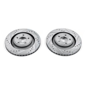 Chrysler 200 Brake Rotors (2) - Front - PowerStop - Evolution Drilled & Slotted - Silver - `13-`14