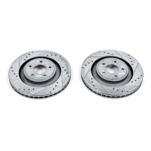 Chrysler 200 Brake Rotors (2) - Front - PowerStop - Evolution Drilled & Slotted - Silver - `13-`14 Chrysler 200 Brake Rotors (2) - Front - PowerStop - Evolution Drilled & Slotted - Silver - `13-`14