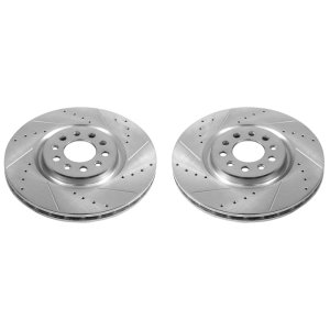 Chrysler 200 Brake Rotors (2) - Front - PowerStop - Evolution Drilled & Slotted - Silver - `15-`17