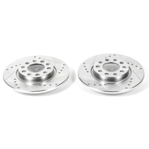 Chrysler 200 Brake Rotors (2) - Rear - PowerStop - Evolution Drilled & Slotted - Silver - `15-`17