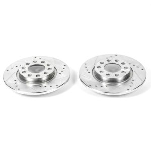 Chrysler 200 Brake Rotors (2) - Rear - PowerStop - Evolution Drilled & Slotted - Silver - `15-`17 Chrysler 200 Brake Rotors (2) - Rear - PowerStop - Evolution Drilled & Slotted - Silver - `15-`17