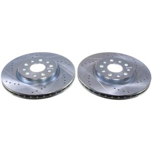 Jeep Grand Cherokee Brake Rotors (2) - Front - PowerStop - Evolution Drill/Slot - Silver - `22-`24 Jeep Grand Cherokee Brake Rotors (2) - Front - PowerStop - Evolution Drill/Slot - Silver - `22-`24