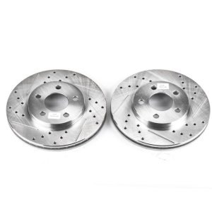 Chrysler Neon Brake Rotors (2) - Front - PowerStop - Evolution Drilled & Slotted - Silver - `00-`01 Chrysler Neon Brake Rotors (2) - Front - PowerStop - Evolution Drilled & Slotted - Silver - `00-`01