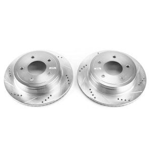 Ford E-150 Brake Rotors (2) - Rear - PowerStop - Evolution Drilled & Slotted - Silver - `04-`07 Ford E-150 Brake Rotors (2) - Rear - PowerStop - Evolution Drilled & Slotted - Silver - `04-`07