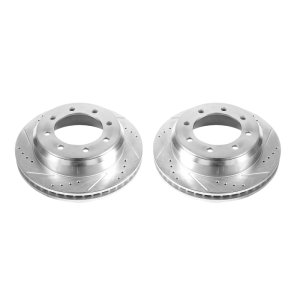 Ford E-150 Brake Rotors (2) - Rear - PowerStop - Evolution Drilled & Slotted - Silver - `08-`14