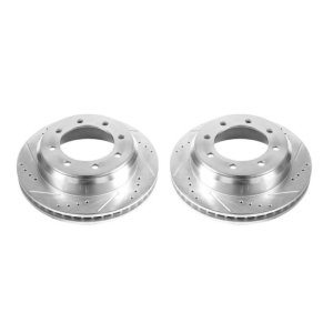 Ford E-150 Brake Rotors (2) - Rear - PowerStop - Evolution Drilled & Slotted - Silver - `08-`14 Ford E-150 Brake Rotors (2) - Rear - PowerStop - Evolution Drilled & Slotted - Silver - `08-`14