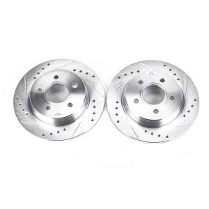 Ford Focus Brake Rotor (2) - Rear - PowerStop - Evolution Drilled & Slotted - Silver - `12-`18