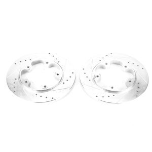 Ford Transit-150 Brake Rotors (2) - Rear - PowerStop - Evolution Drilled & Slotted - Silver - `15-`19