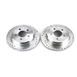Ford Explorer Brake Rotors (2) - Rear - PowerStop - Evolution Drilled & Slotted - Silver - `95-`01 Ford Explorer Brake Rotors (2) - Rear - PowerStop - Evolution Drilled & Slotted - Silver - `95-`01