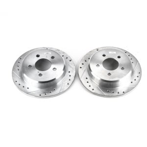 Ford Explorer Brake Rotors (2) - Rear - PowerStop - Evolution Drilled & Slotted - Silver - `95-`01 Ford Explorer Brake Rotors (2) - Rear - PowerStop - Evolution Drilled & Slotted - Silver - `95-`01
