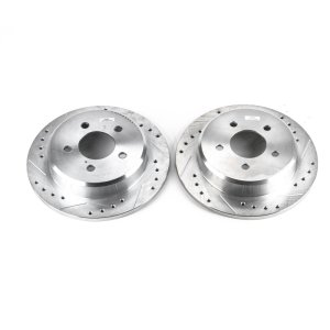 Ford Explorer Brake Rotors (2) - Rear - PowerStop - Evolution Drilled & Slotted - Silver - `95-`01 Ford Explorer Brake Rotors (2) - Rear - PowerStop - Evolution Drilled & Slotted - Silver - `95-`01
