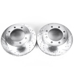 Ford E-150 Brake Rotors (2) - Rear - PowerStop - Evolution Drilled & Slotted - Silver - 2007