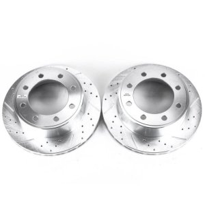Ford E-150 Brake Rotors (2) - Rear - PowerStop - Evolution Drilled & Slotted - Silver - 2007 Ford E-150 Brake Rotors (2) - Rear - PowerStop - Evolution Drilled & Slotted - Silver - 2007