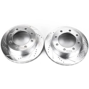 Ford Excursion Brake Rotors (2) - Front - PowerStop - Evolution Drilled & Slotted - Silver - `00-`05 Ford Excursion Brake Rotors (2) - Front - PowerStop - Evolution Drilled & Slotted - Silver - `00-`05