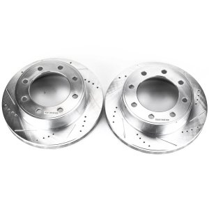 Ford Excursion Brake Rotors (2) - Front - PowerStop - Evolution Drilled & Slotted - Silver - `00-`05 Ford Excursion Brake Rotors (2) - Front - PowerStop - Evolution Drilled & Slotted - Silver - `00-`05