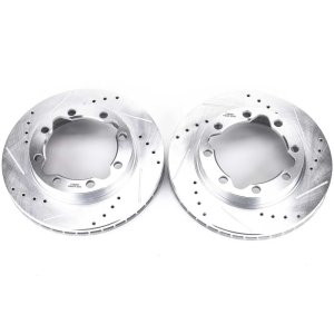 Chevrolet K3500 Brake Rotors (2) - Front - PowerStop - Evolution Drilled & Slotted - Silver - `90-`00