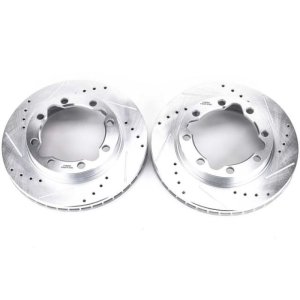 Chevrolet K3500 Brake Rotors (2) - Front - PowerStop - Evolution Drilled & Slotted - Silver - `90-`00
