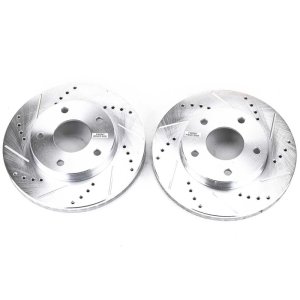 Chevrolet Blazer Brake Rotors (2) - Front - PowerStop - Evolution Drilled & Slotted - Silver - `97-`05