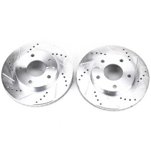 Chevrolet Blazer Brake Rotors (2) - Front - PowerStop - Evolution Drilled & Slotted - Silver - `97-`05