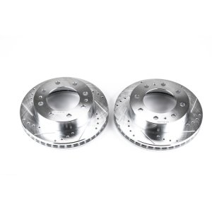 Chevrolet Avalanche 2500 Brake Rotors (2) - Front - PowerStop - Evolution Drilled & Slotted - Silver - `02-`04